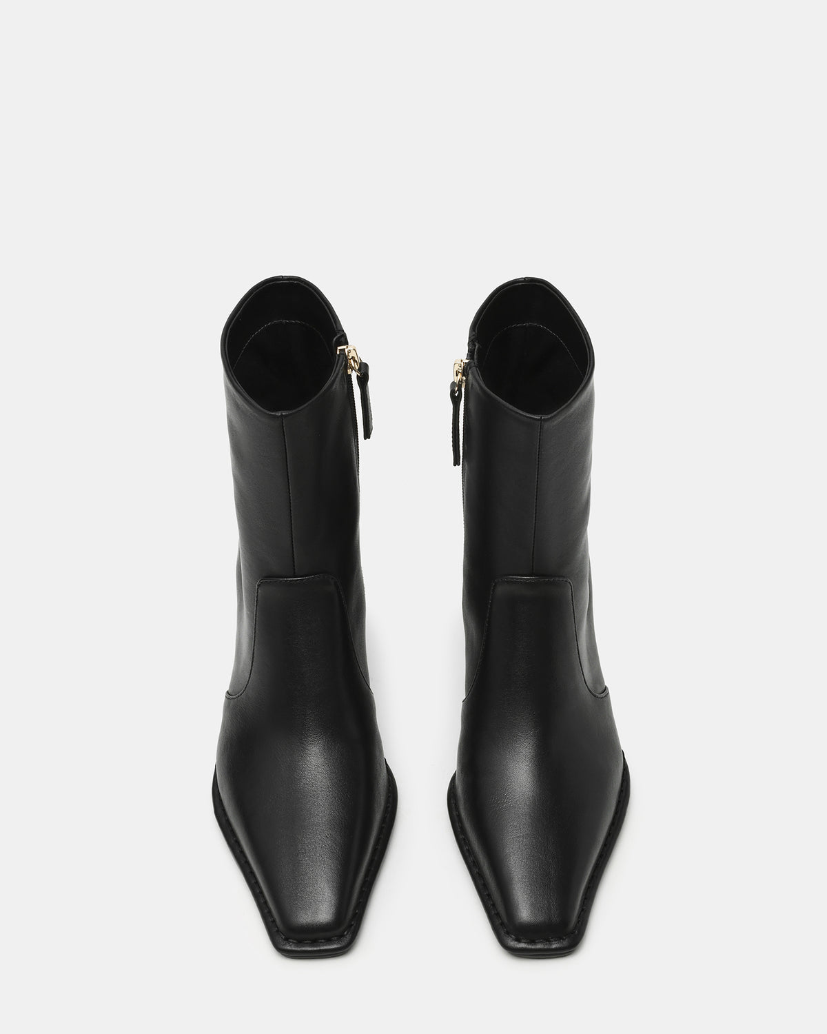 Steve Madden FARE Black Leather Square Toe Women's Ankle Boot