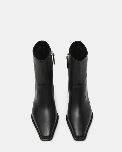 Steve Madden FARE Black Leather Square Toe Women's Ankle Boot