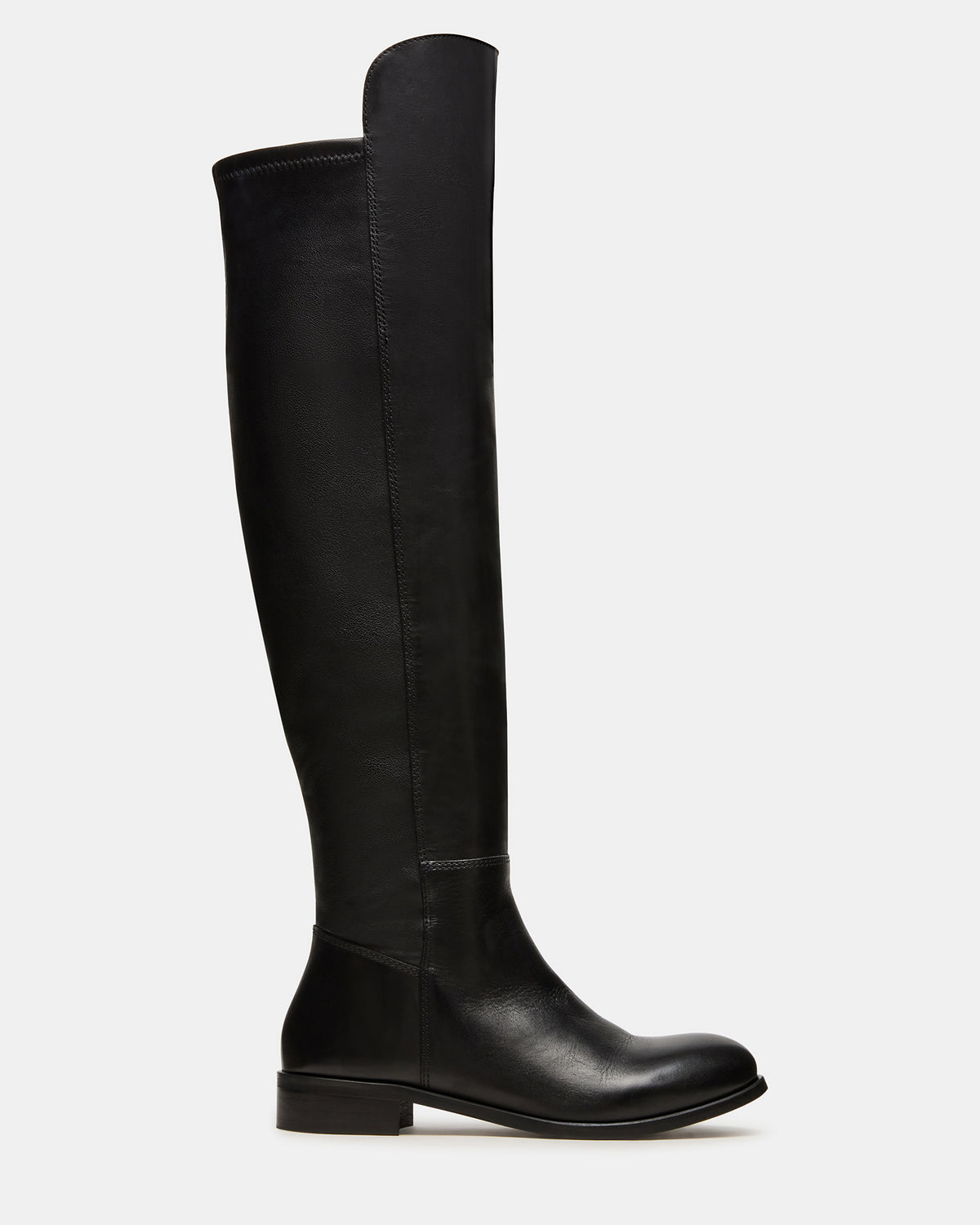 Steve Madden LANCASTER Black Leather Over-the-Knee Round Toe Women's Boots