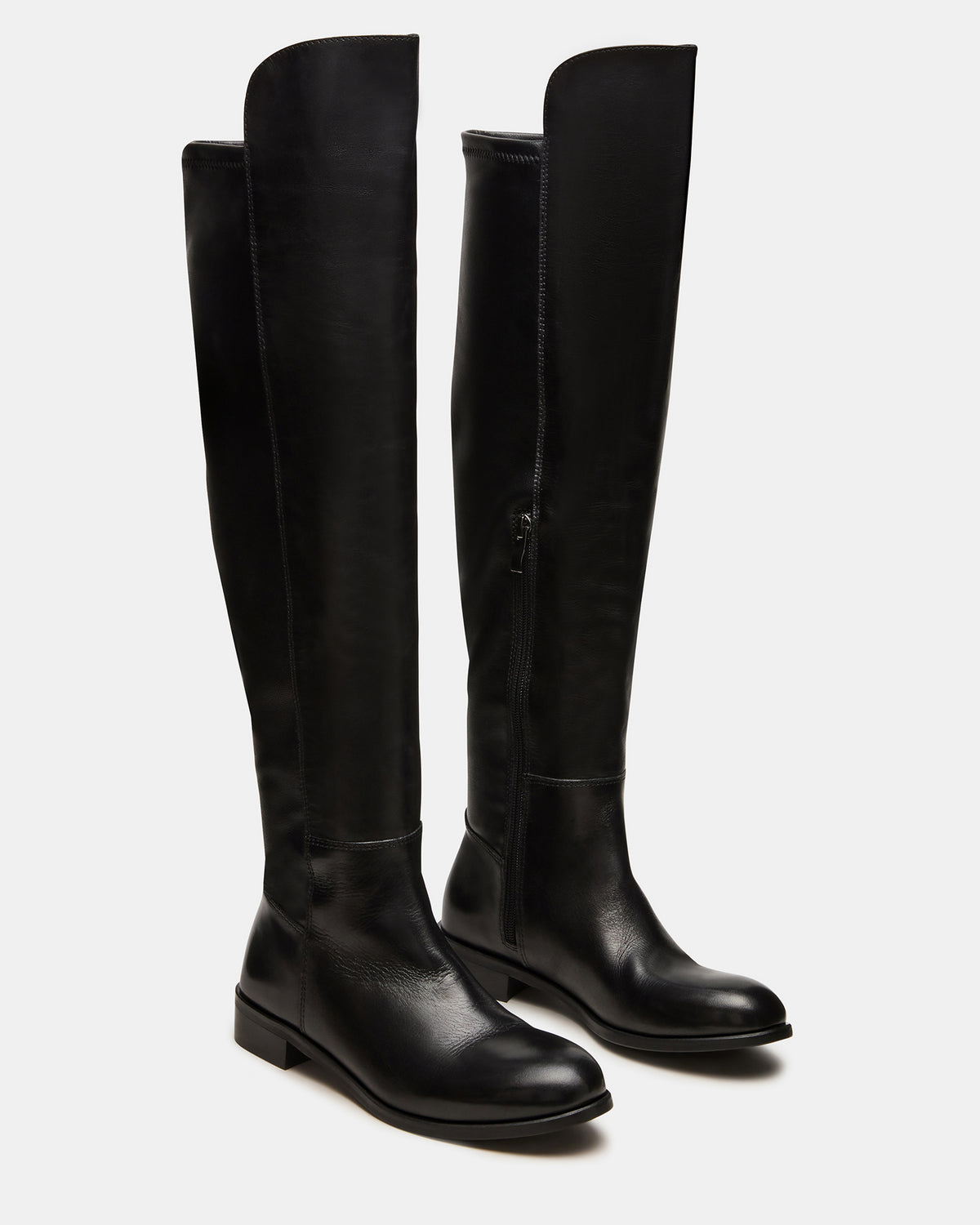 Steve Madden LANCASTER Black Leather Over-the-Knee Round Toe Women's Boots