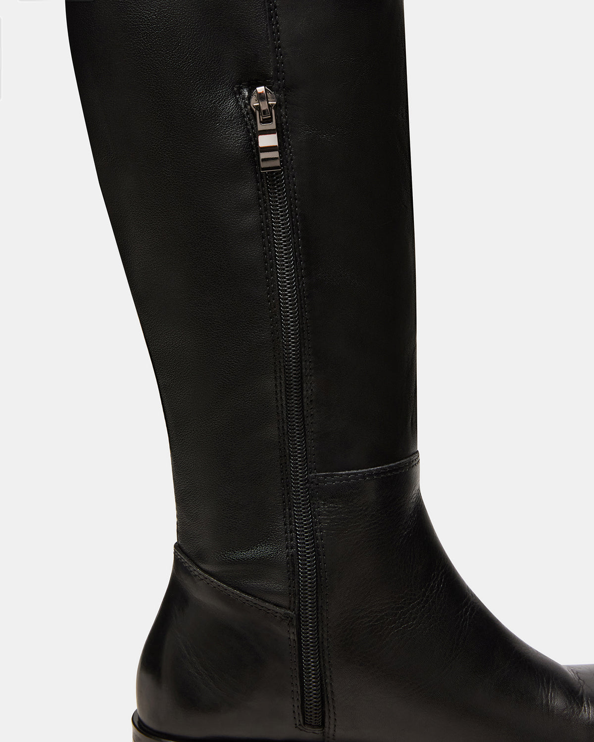 Steve Madden LANCASTER Black Leather Over-the-Knee Round Toe Women's Boots