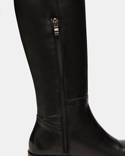 Steve Madden LANCASTER Black Leather Over-the-Knee Round Toe Women's Boots