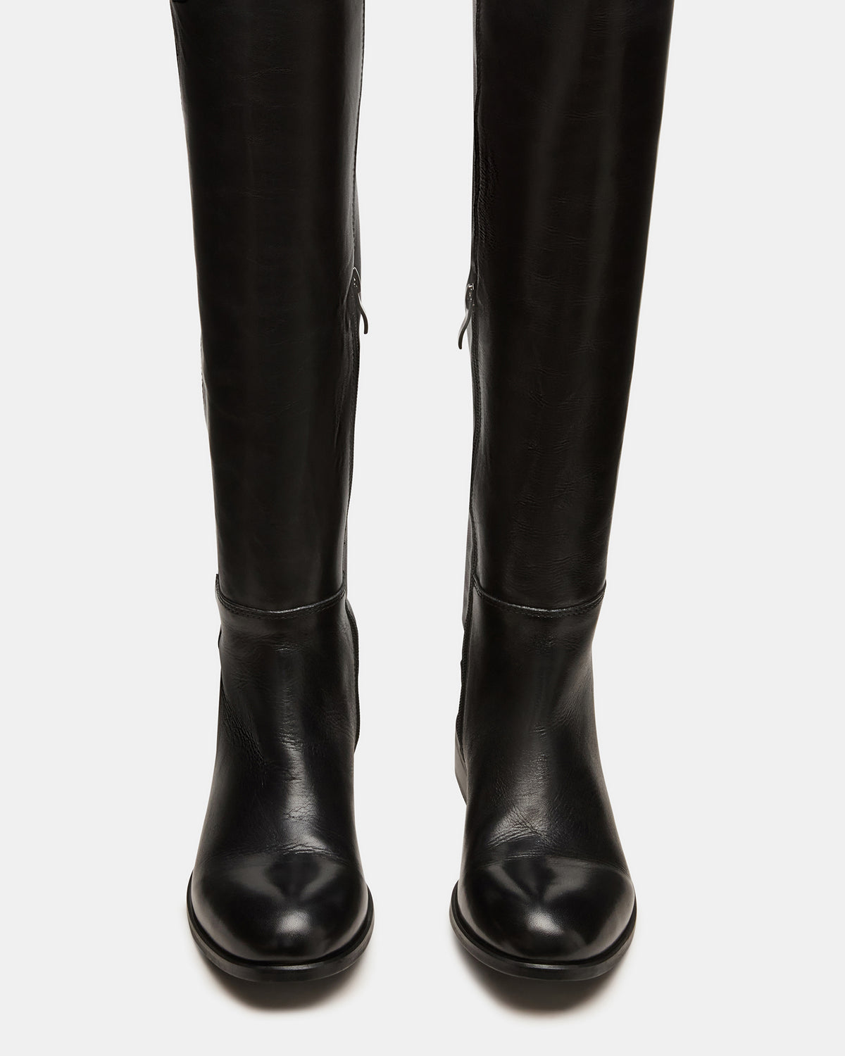 Steve Madden LANCASTER Black Leather Over-the-Knee Round Toe Women's Boots