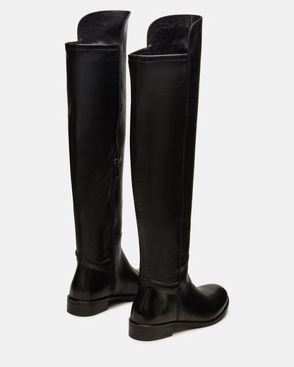 Steve Madden LANCASTER Black Leather Over-the-Knee Round Toe Women's Boots