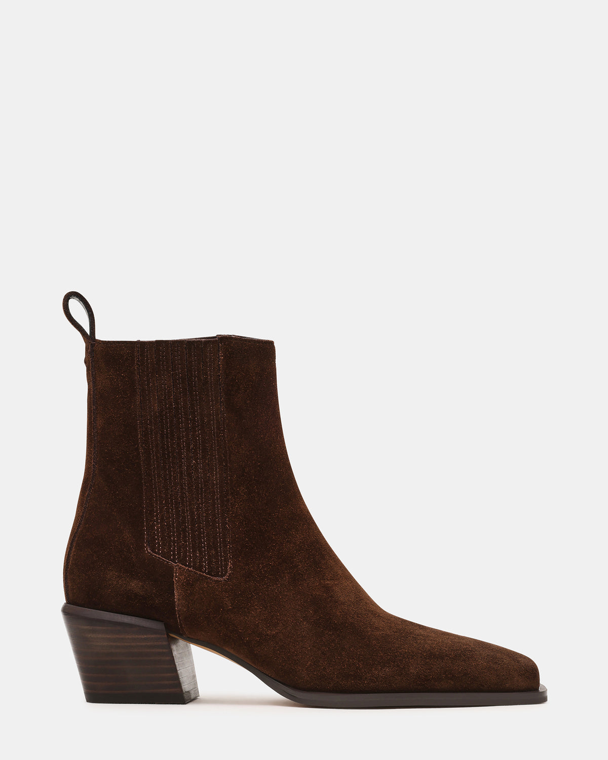 Steve Madden DARSEN Brown Suede Square-Toe Block Heel Women's Ankle Boot