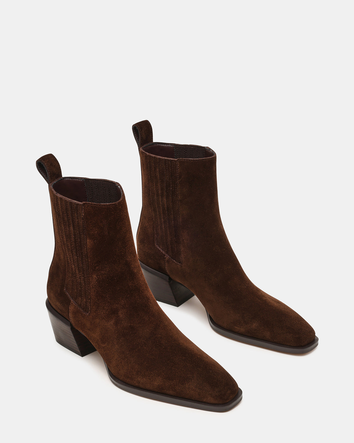 Steve Madden DARSEN Brown Suede Square-Toe Block Heel Women's Ankle Boot