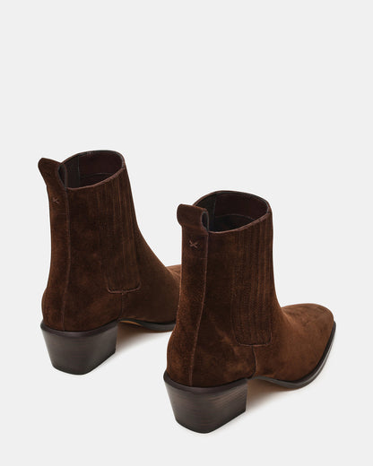 Steve Madden DARSEN Brown Suede Square-Toe Block Heel Women's Ankle Boot