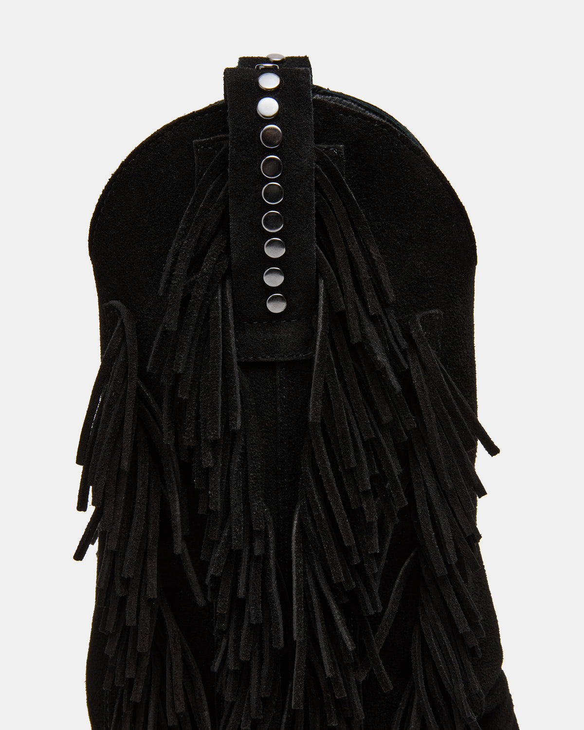 Steve Madden LANDMARK Black Suede Cuffed Fringe Western Women's Ankle Boot