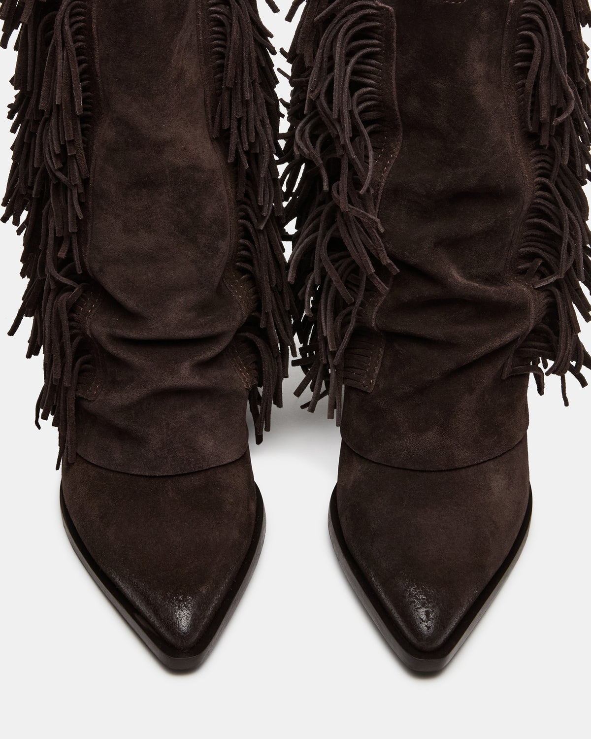 Steve Madden LANDMARK Brown Suede Cuffed Fringe Western Women's Ankle Boot
