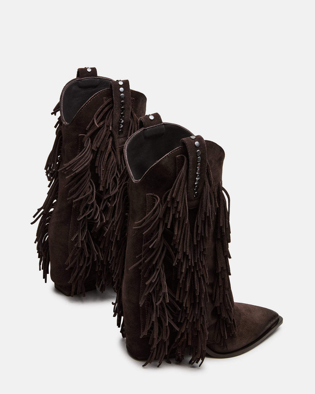 Steve Madden LANDMARK Brown Suede Cuffed Fringe Western Women's Ankle Boot