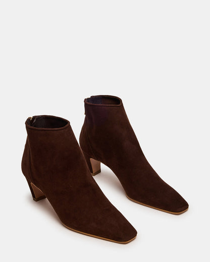 Steve Madden JUNO Brown Suede Square-Toe Women's Ankle Boot