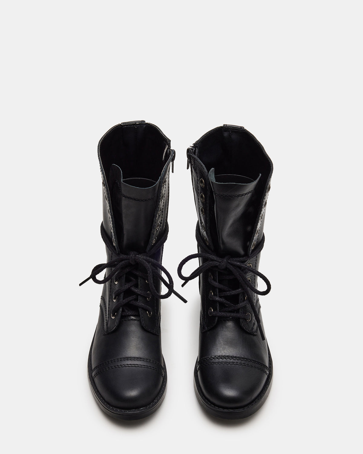 Steve Madden TROOPA3.0 Black Leather Women's Moto Combat Ankle Boot