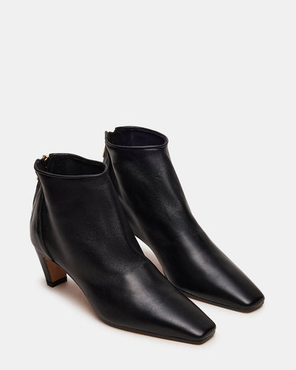 Steve Madden JUNO Black Leather Square-Toe Women's Ankle Boot