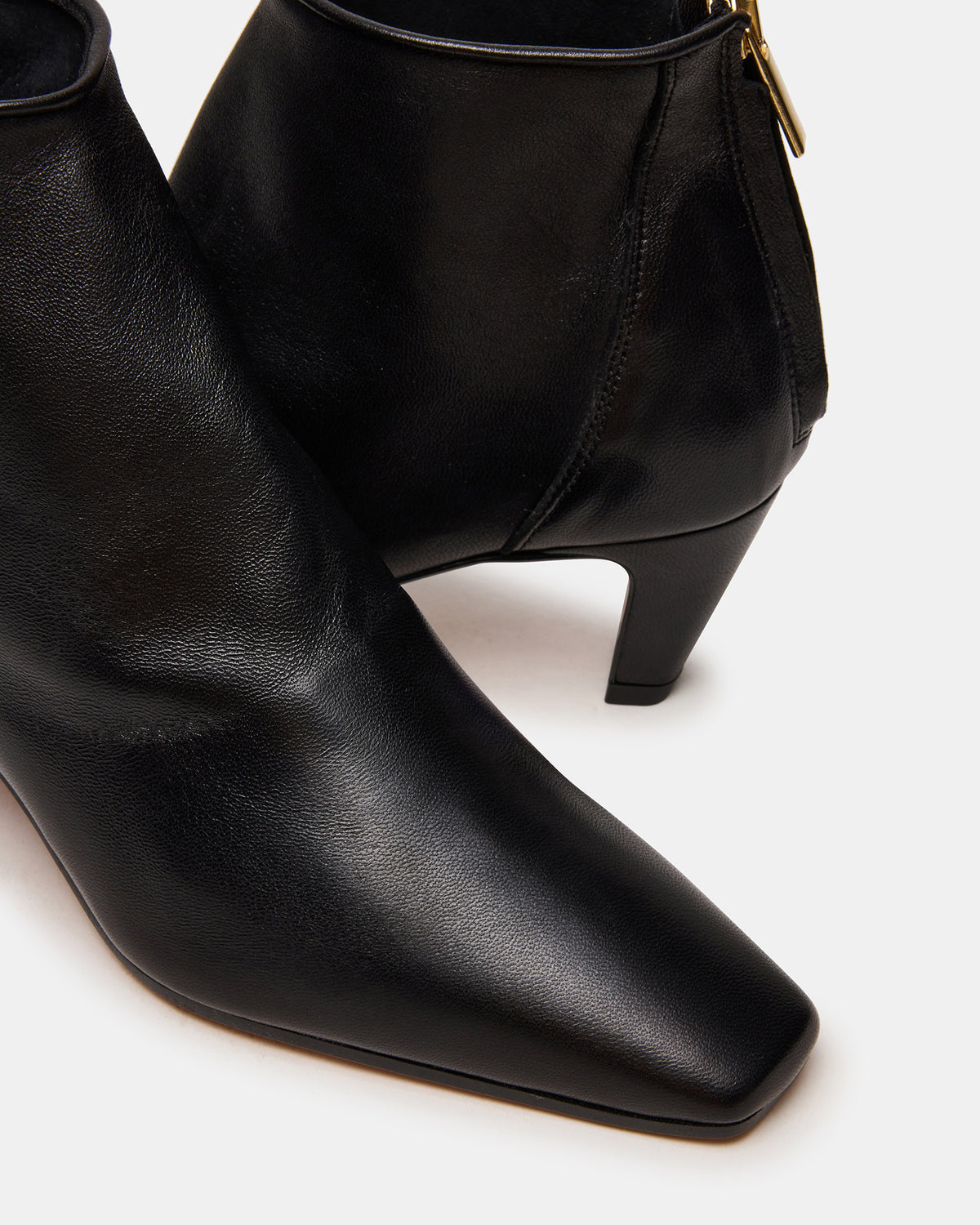 Steve Madden JUNO Black Leather Square-Toe Women's Ankle Boot