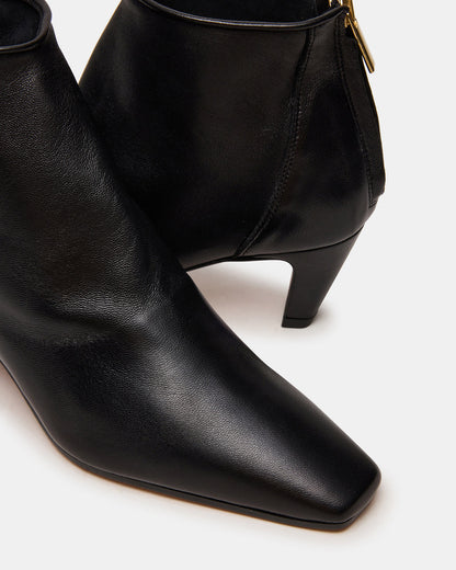 Steve Madden JUNO Black Leather Square-Toe Women's Ankle Boot