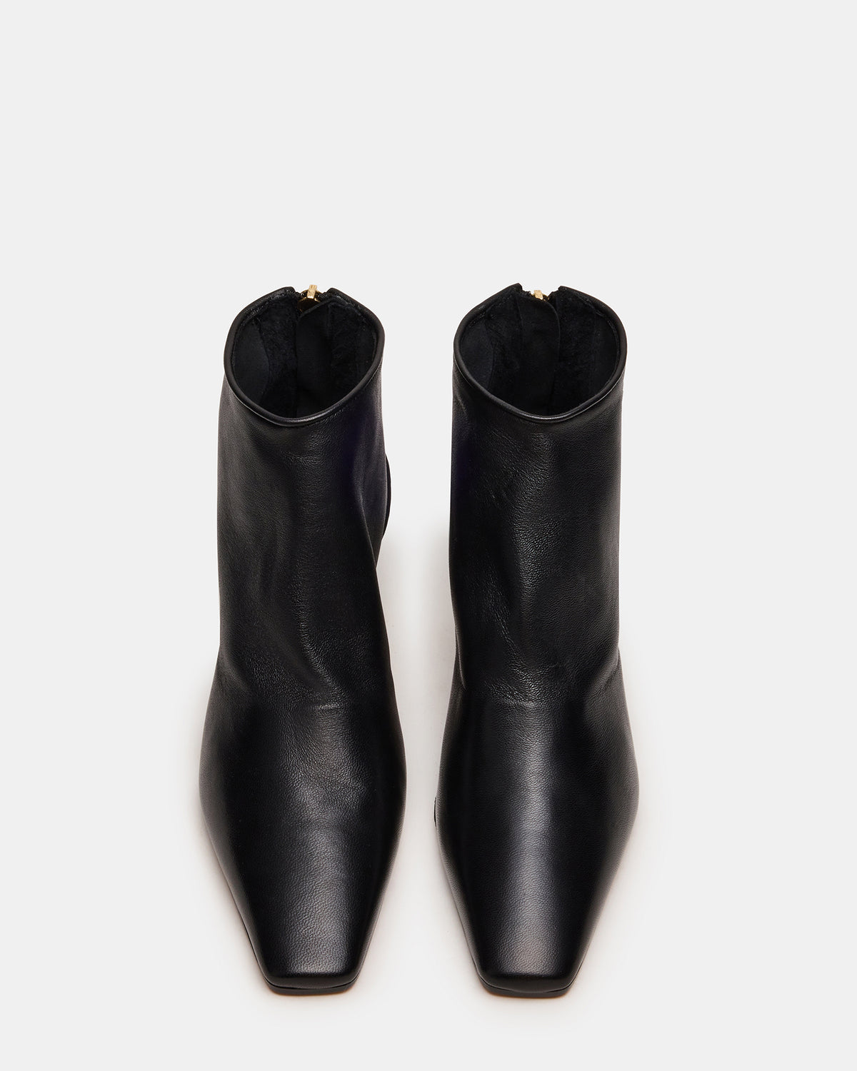 Steve Madden JUNO Black Leather Square-Toe Women's Ankle Boot