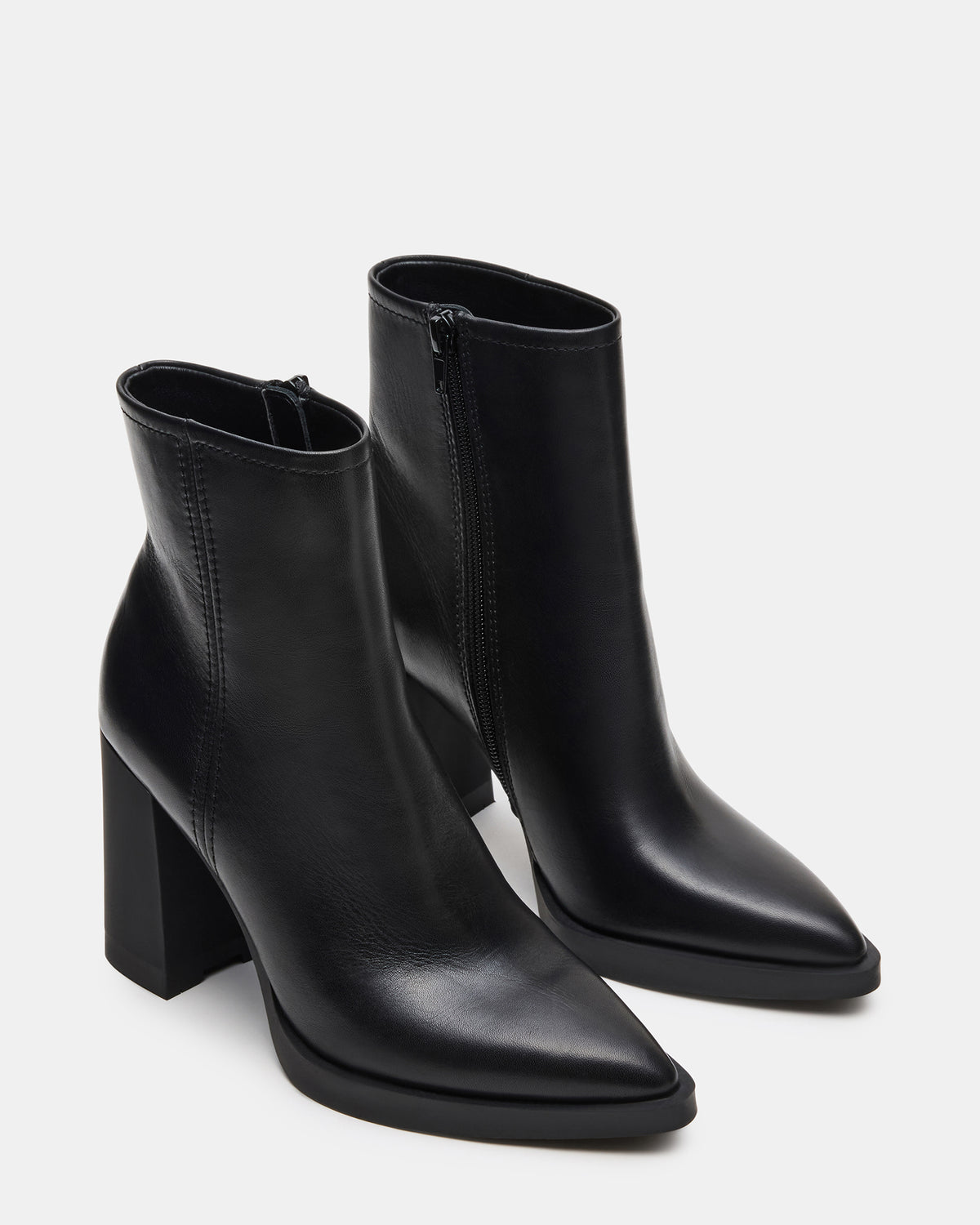 Steve Madden HARDEN Black Leather Women's Pointed-Toe Ankle Boot