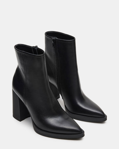 Steve Madden HARDEN Black Leather Women's Pointed-Toe Ankle Boot