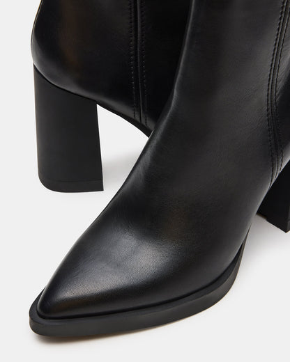 Steve Madden HARDEN Black Leather Women's Pointed-Toe Ankle Boot