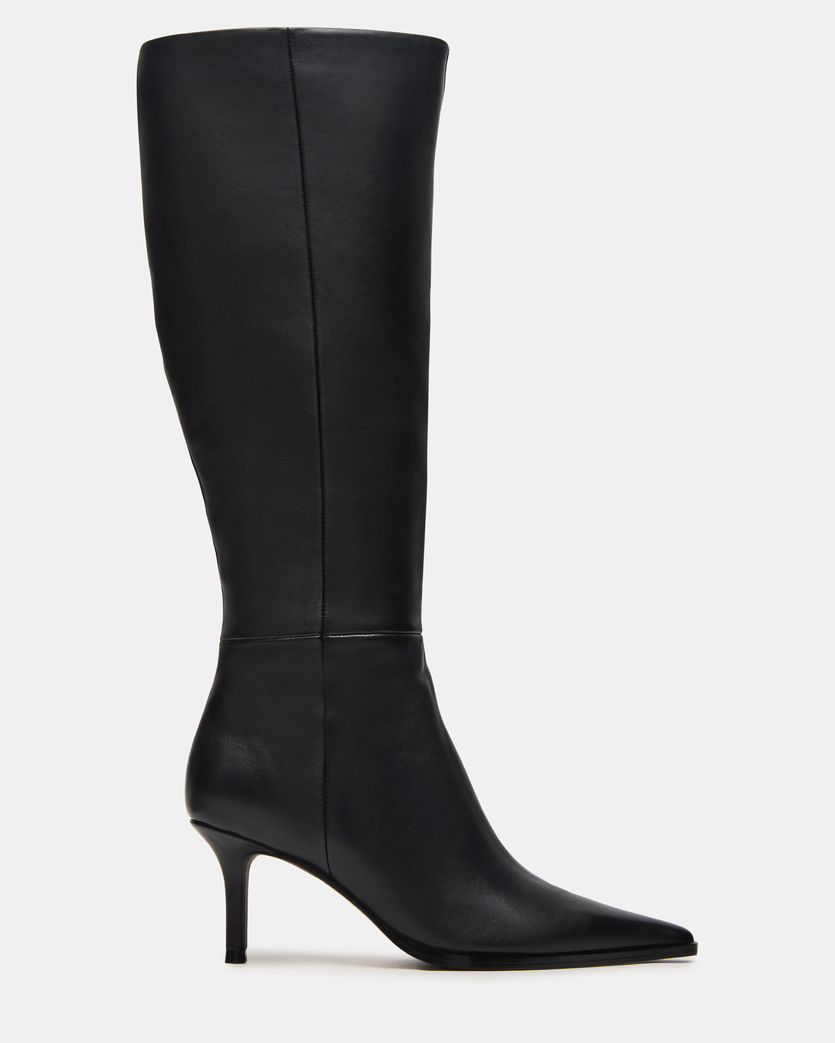 Steve Madden LINGO Black Leather Pointed-Toe Knee-High Women's Boot
