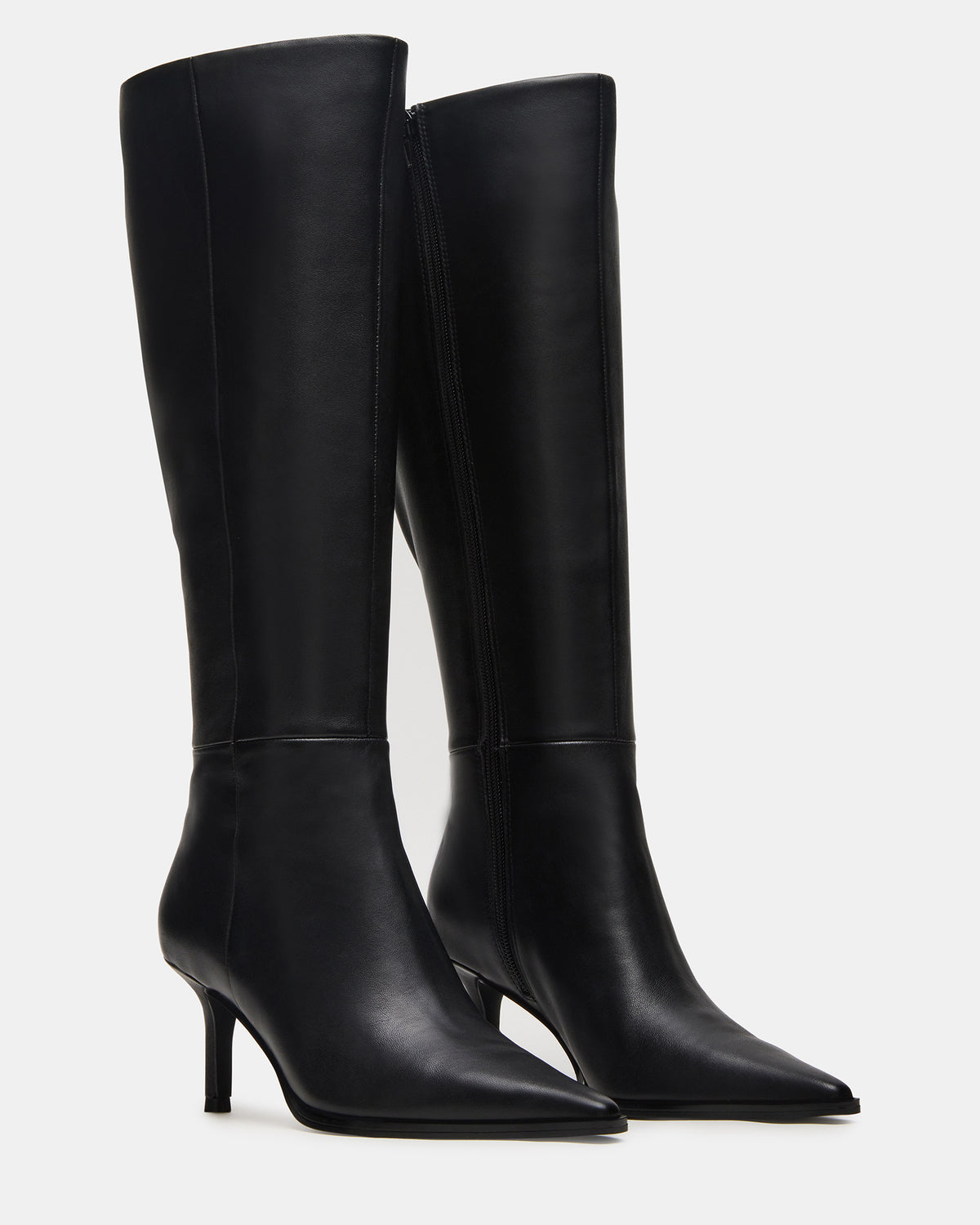 Steve Madden LINGO Black Leather Pointed-Toe Knee-High Women's Boot