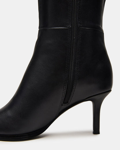 Steve Madden LINGO Black Leather Pointed-Toe Knee-High Women's Boot