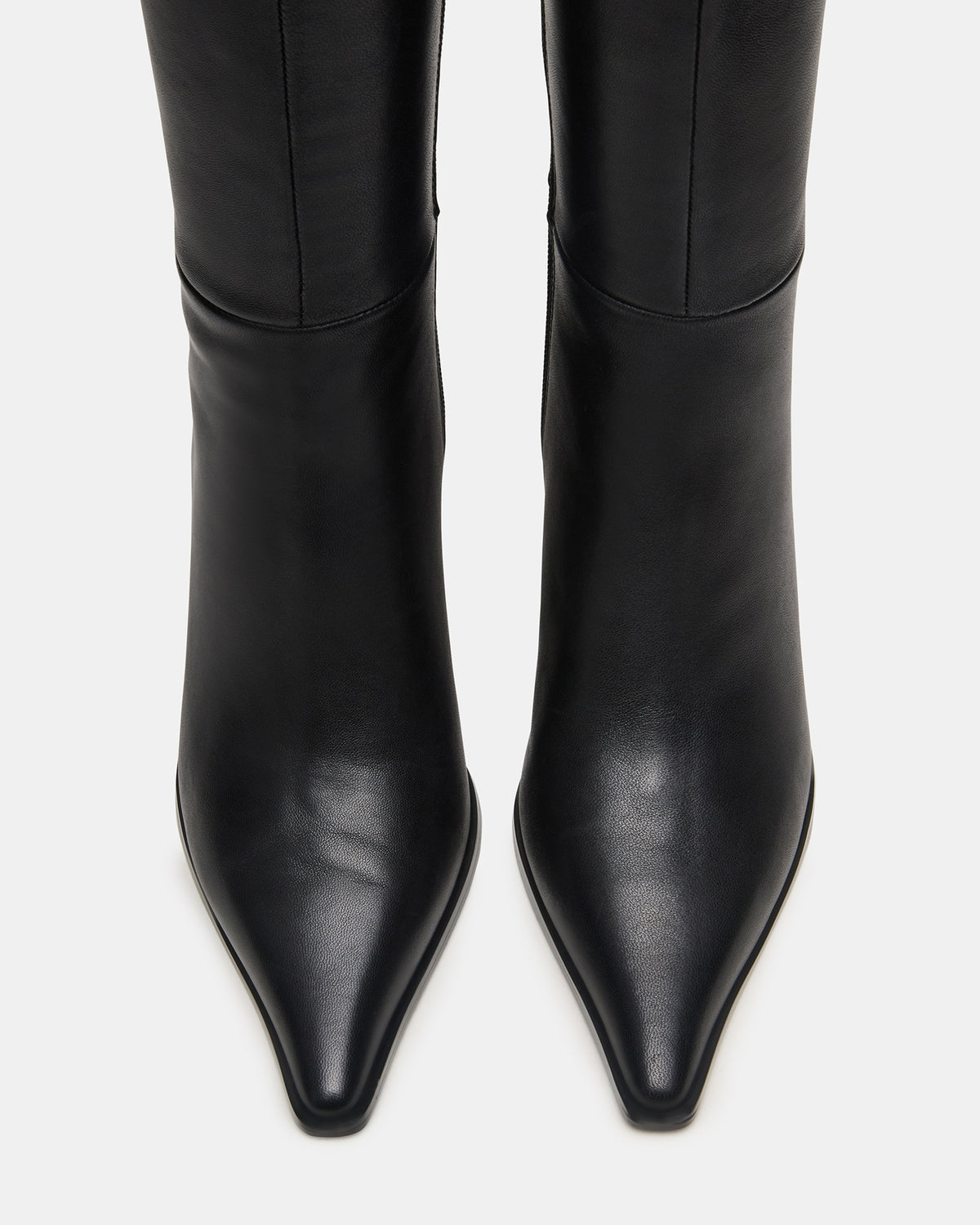 Steve Madden LINGO Black Leather Pointed-Toe Knee-High Women's Boot