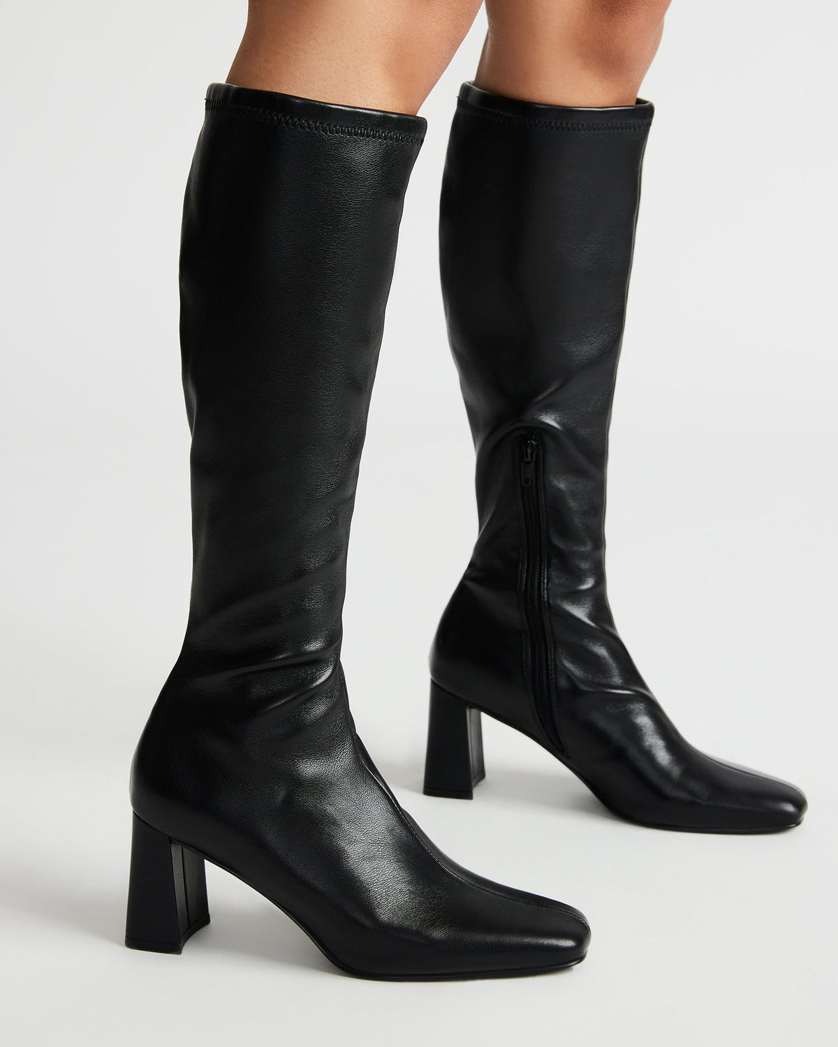Steve Madden HOLLY Black Women's Knee-High Square-Toe Boot