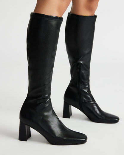 Steve Madden HOLLY Black Women's Knee-High Square-Toe Boot