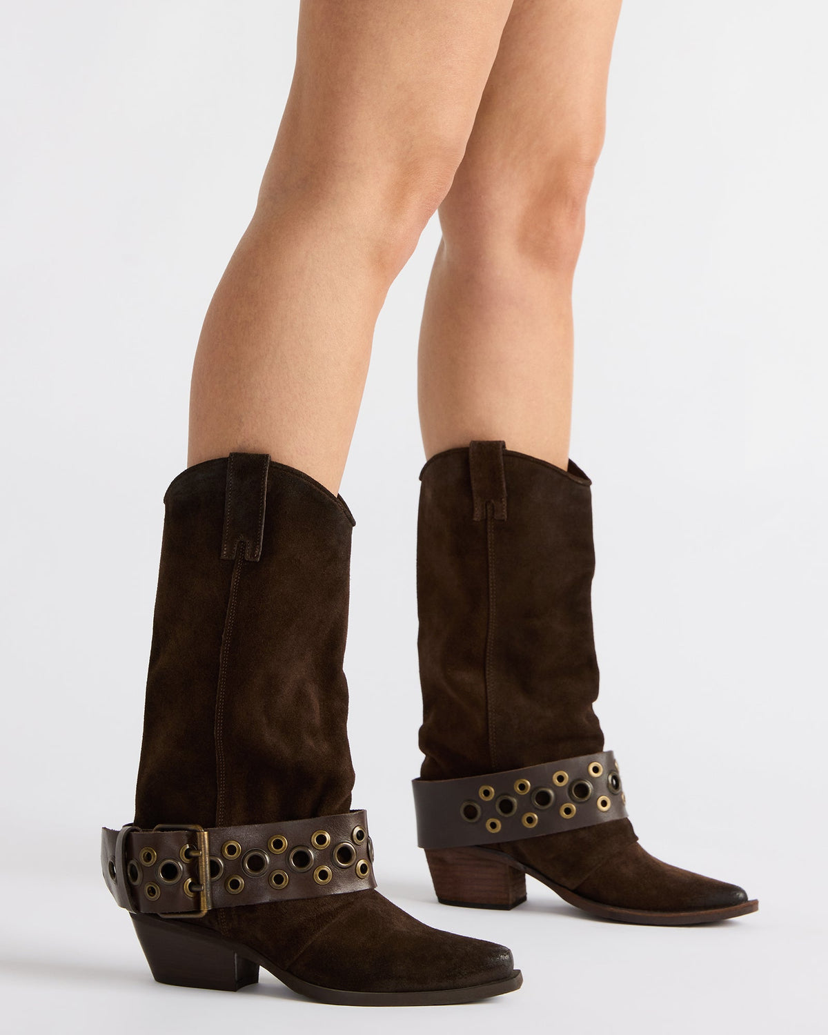 Steve Madden ASHWOOD Brown Suede Pointed-Toe Western Women's Boot
