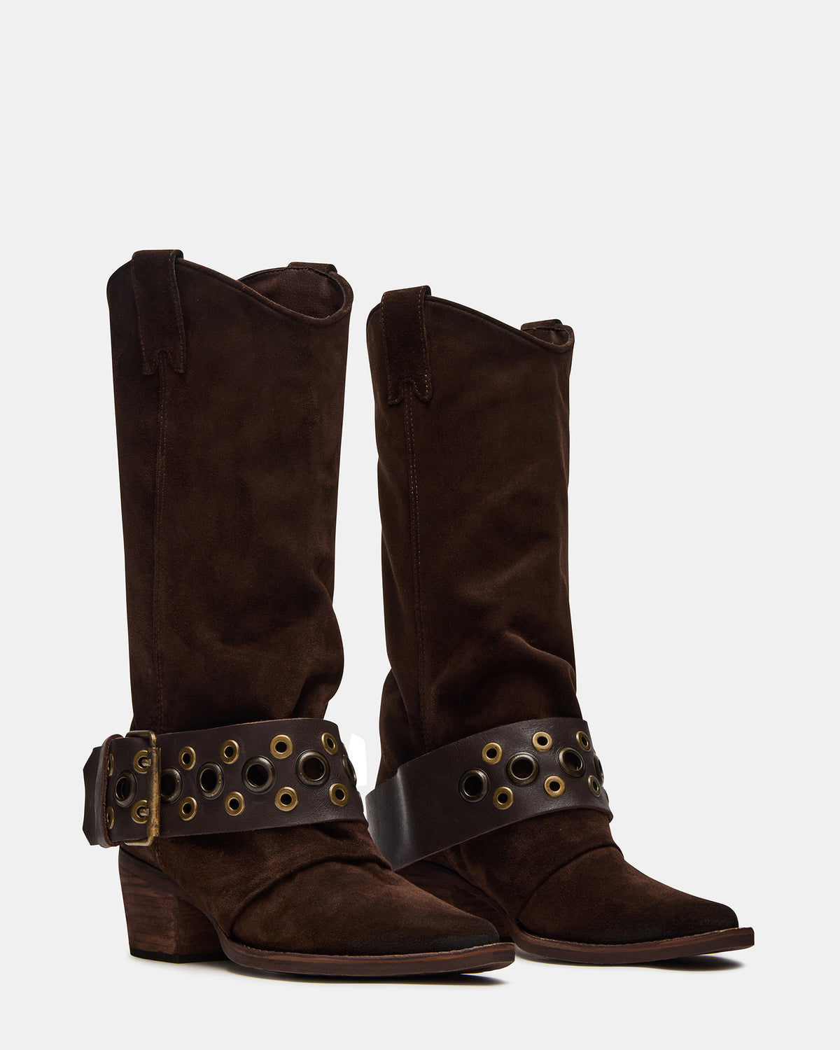 Steve Madden ASHWOOD Brown Suede Pointed-Toe Western Women's Boot