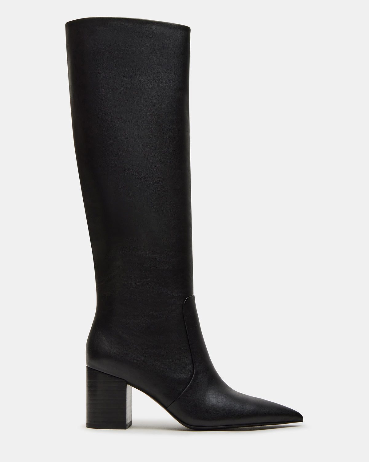Steve Madden SKYLINE Black Leather Knee-High Pointed Toe Women's Boot