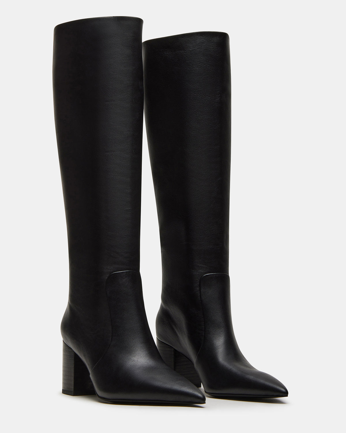 Steve Madden SKYLINE Black Leather Knee-High Pointed Toe Women's Boot