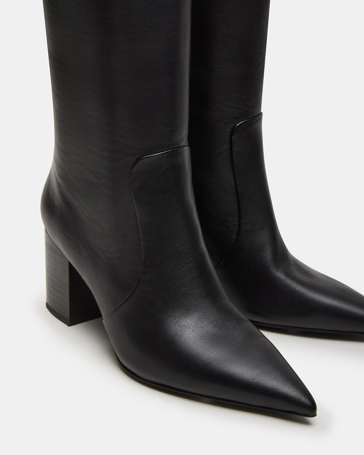 Steve Madden SKYLINE Black Leather Knee-High Pointed Toe Women's Boot