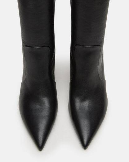 Steve Madden SKYLINE Black Leather Knee-High Pointed Toe Women's Boot