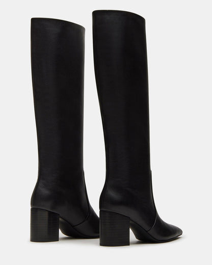 Steve Madden SKYLINE Black Leather Knee-High Pointed Toe Women's Boot