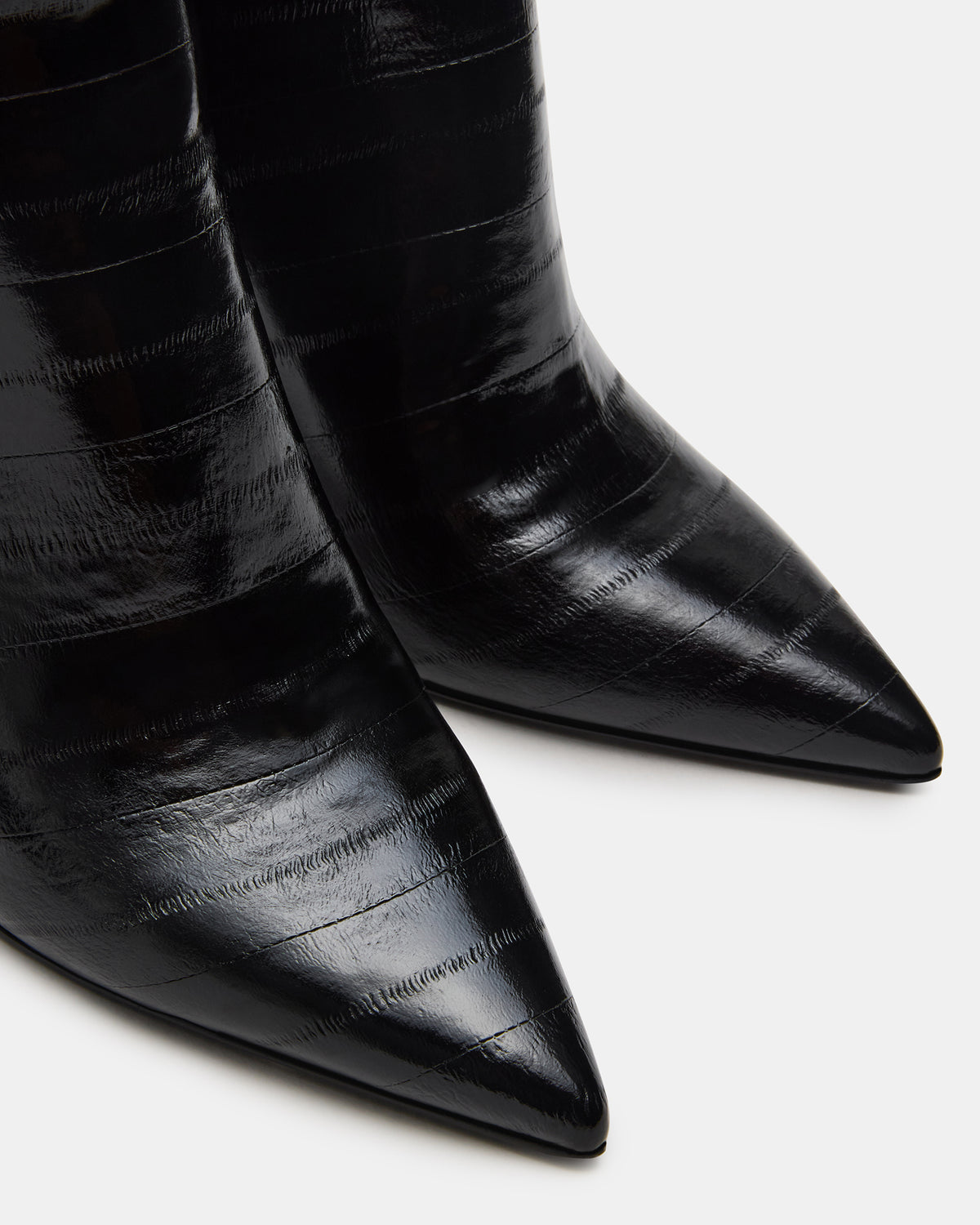 Steve Madden NITRO Black Eel Pointed-Toe Stiletto Heel Knee-High Women's Boots