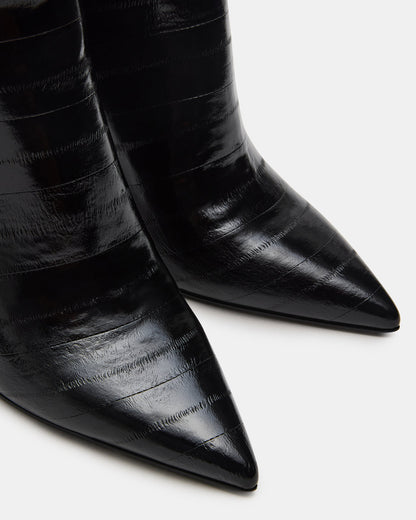 Steve Madden NITRO Black Eel Pointed-Toe Stiletto Heel Knee-High Women's Boots