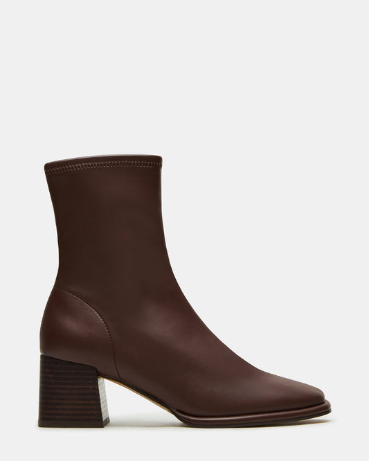 Steve Madden PAMMY Brown Square-Toe Block Heel Women's Ankle Boot