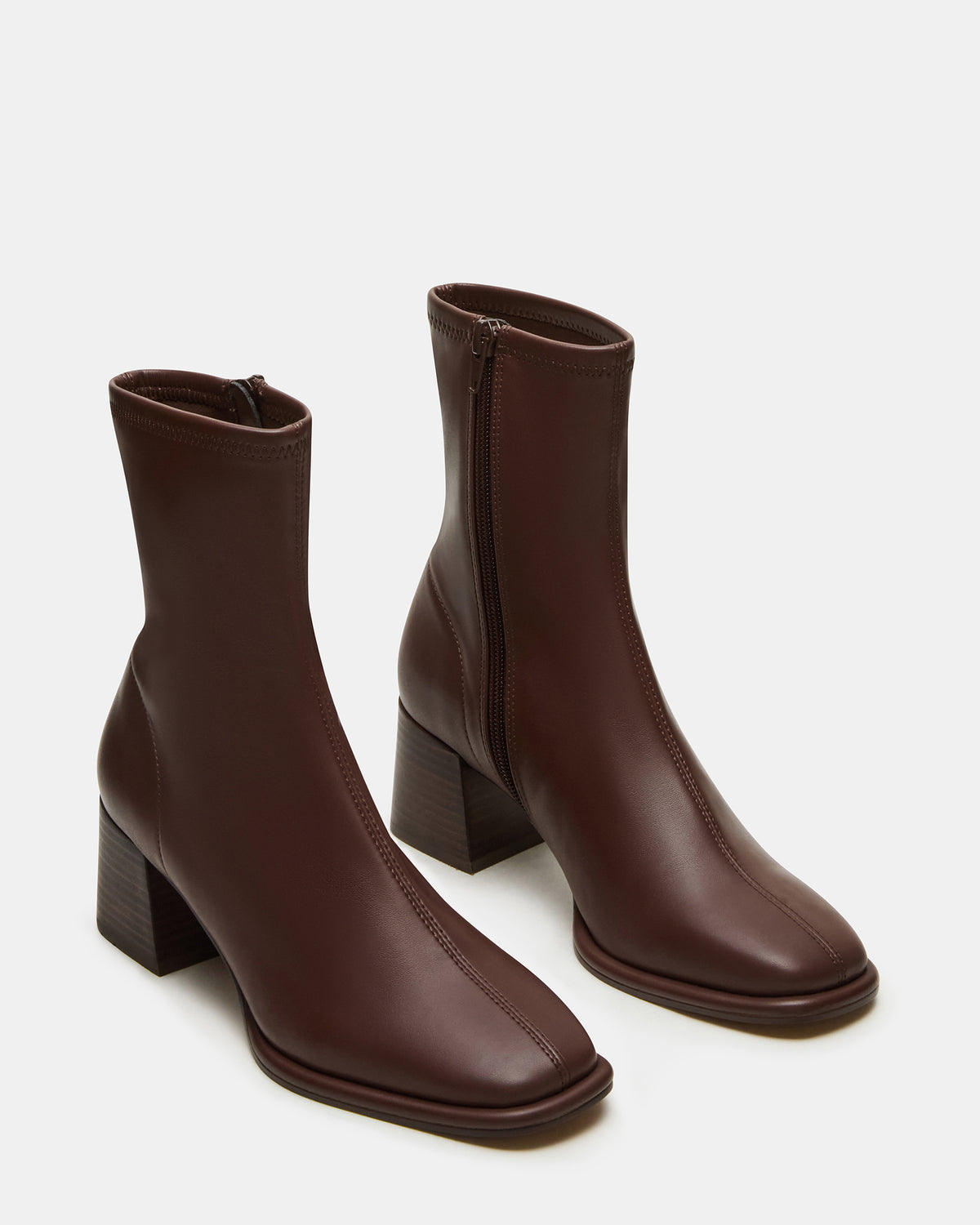 Steve Madden PAMMY Brown Square-Toe Block Heel Women's Ankle Boot