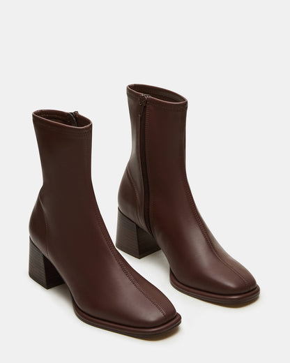 Steve Madden PAMMY Brown Square-Toe Block Heel Women's Ankle Boot