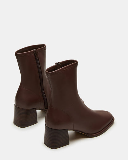 Steve Madden PAMMY Brown Square-Toe Block Heel Women's Ankle Boot
