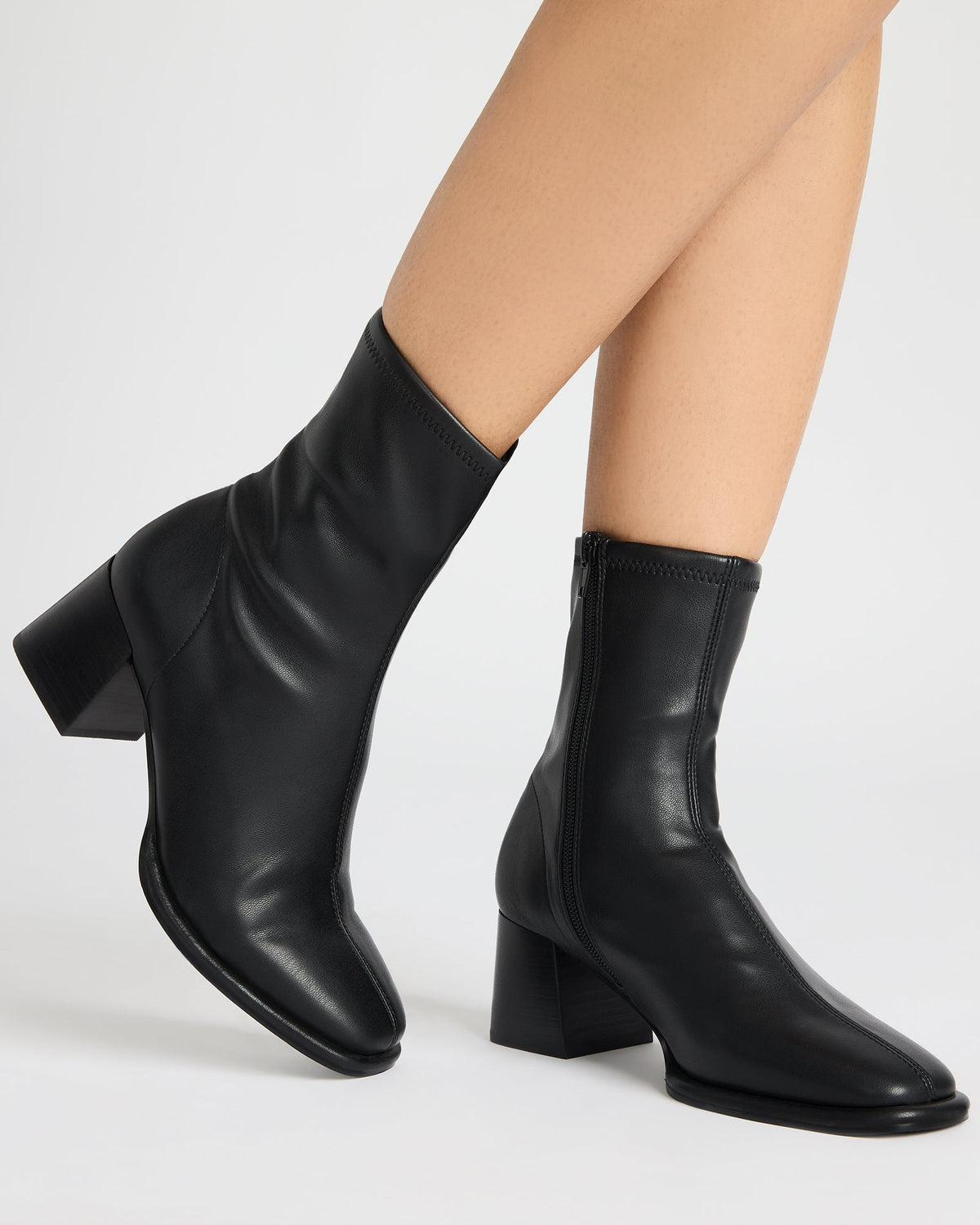 Steve Madden PAMMY Black Square-Toe Block Heel Women's Ankle Boot