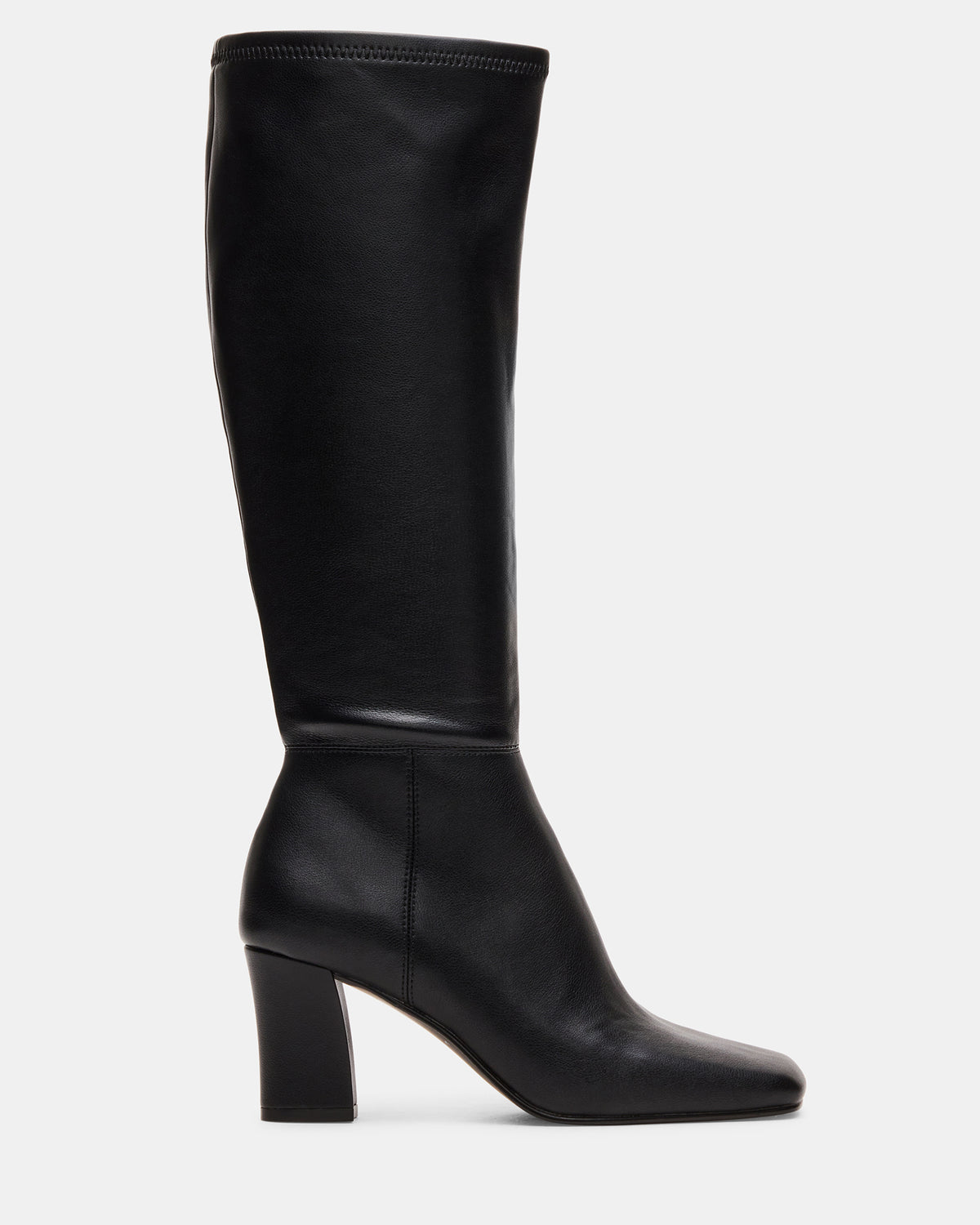 Steve Madden ELLIOT Black Square-Toe Knee-High Block Heel Women's Boot