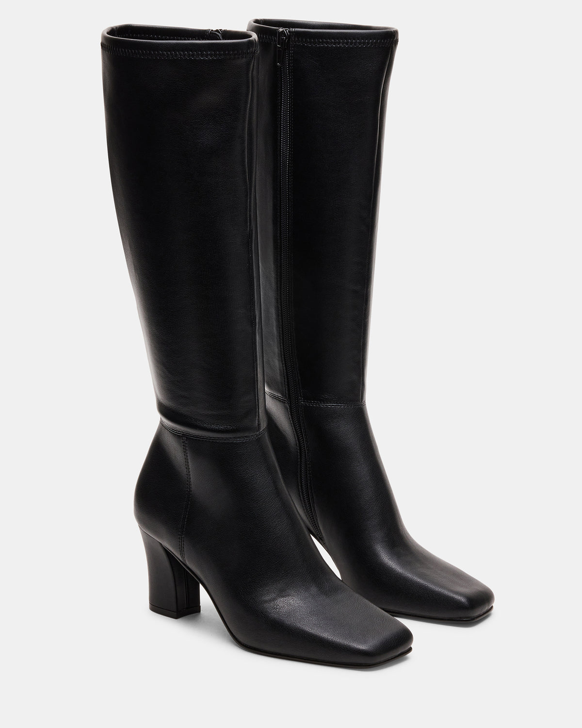 Steve Madden ELLIOT Black Square-Toe Knee-High Block Heel Women's Boot
