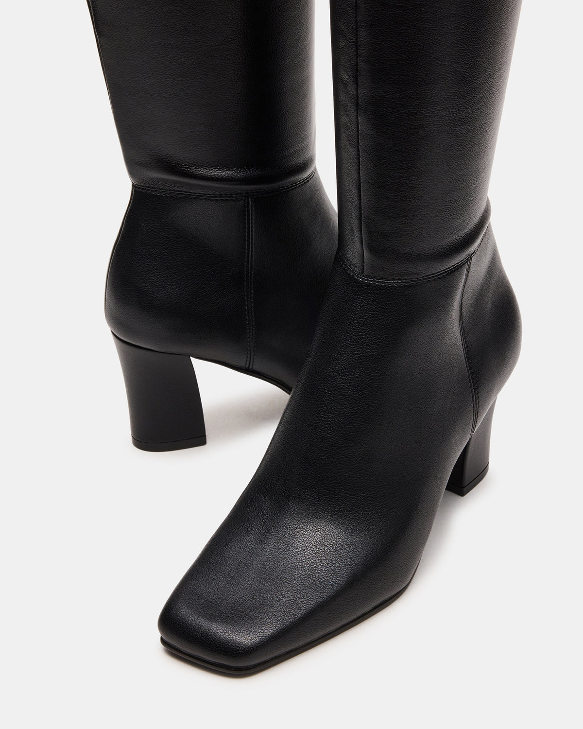 Steve Madden ELLIOT Black Square-Toe Knee-High Block Heel Women's Boot