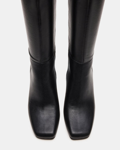 Steve Madden ELLIOT Black Square-Toe Knee-High Block Heel Women's Boot