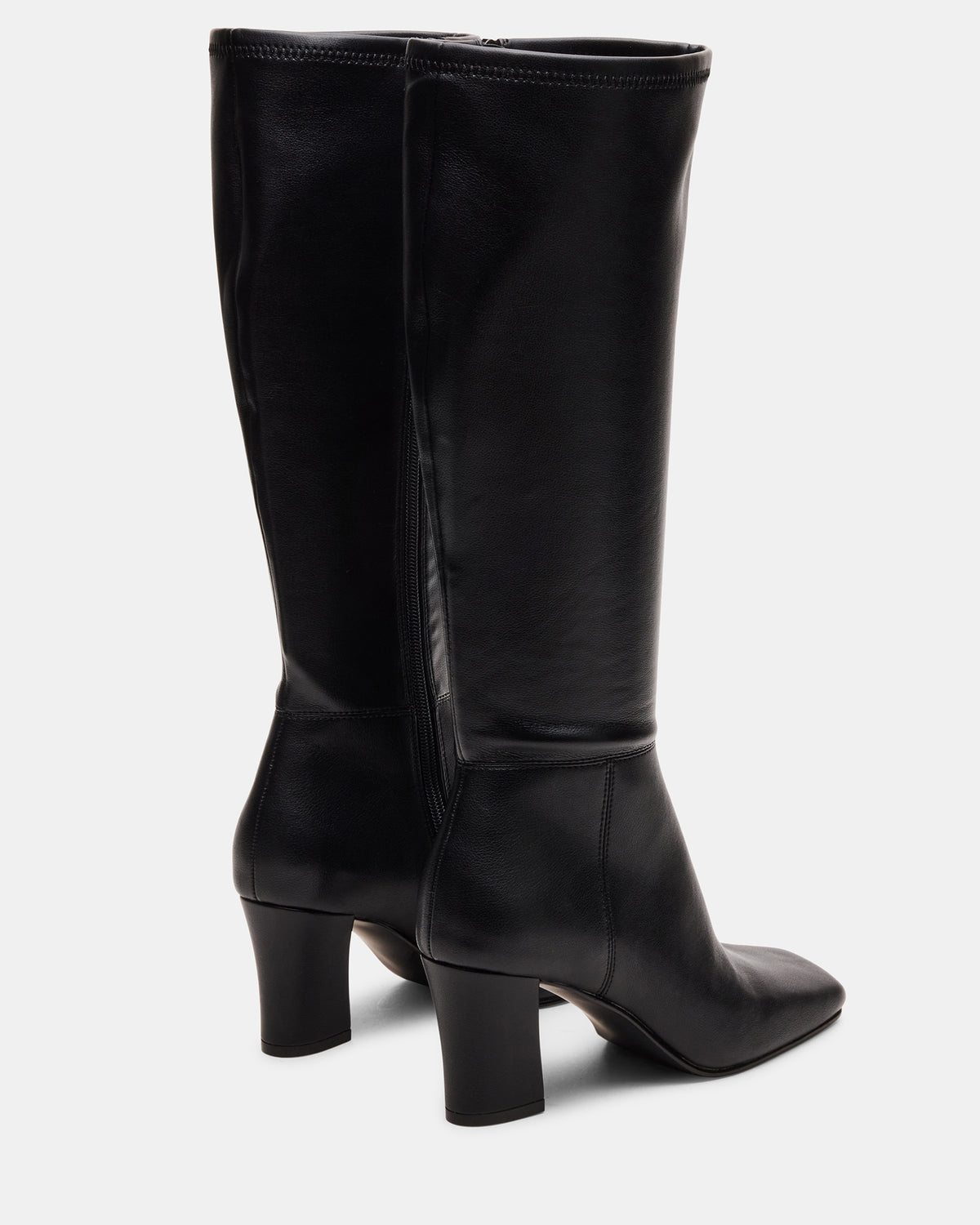 Steve Madden ELLIOT Black Square-Toe Knee-High Block Heel Women's Boot