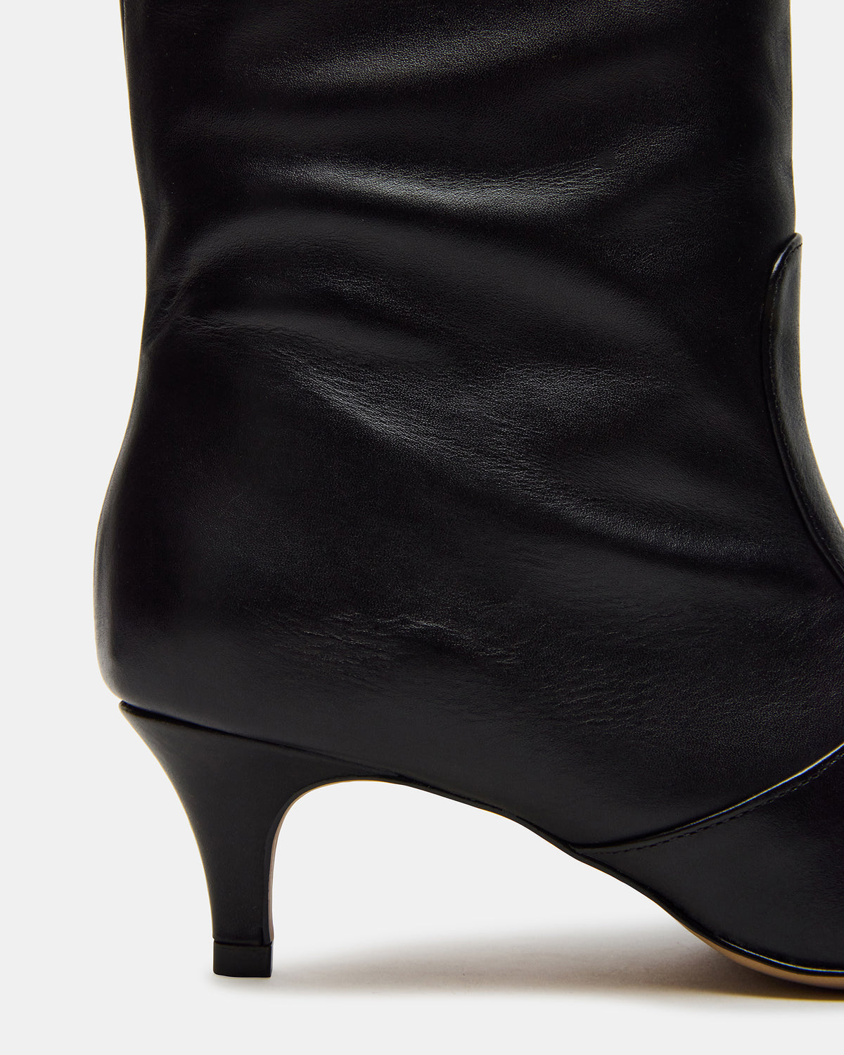 Steve Madden LANDER Black Leather Knee-High Kitten Heel Women's Boot