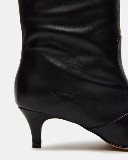 Steve Madden LANDER Black Leather Knee-High Kitten Heel Women's Boot